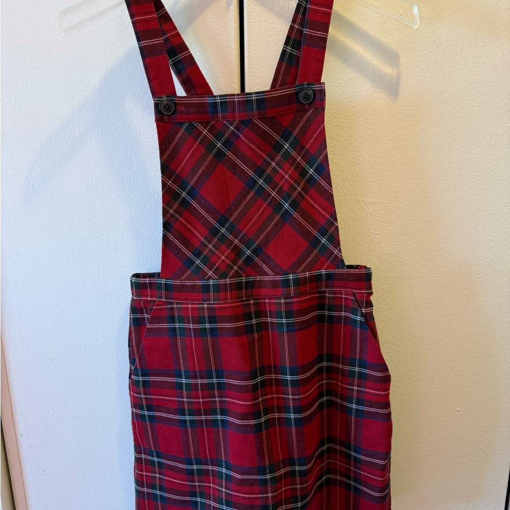 Forever 21 Red Plaid Suspender Dress Skirt Size S Schoolgirl Uniform Overalls